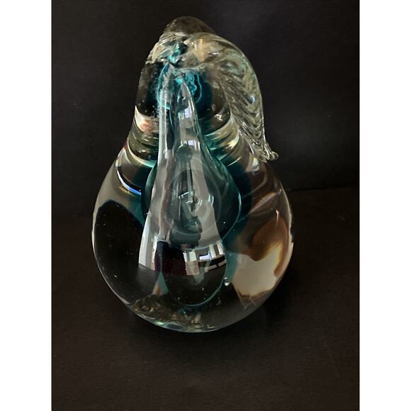 Vtg Chalet Canada Art Glass Blue Gold Clear MCM Paperweight Pear PLEASE READ - Picture 6 of 16